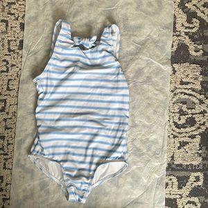 Minnow blue and white stripe swimsuit size 7/8